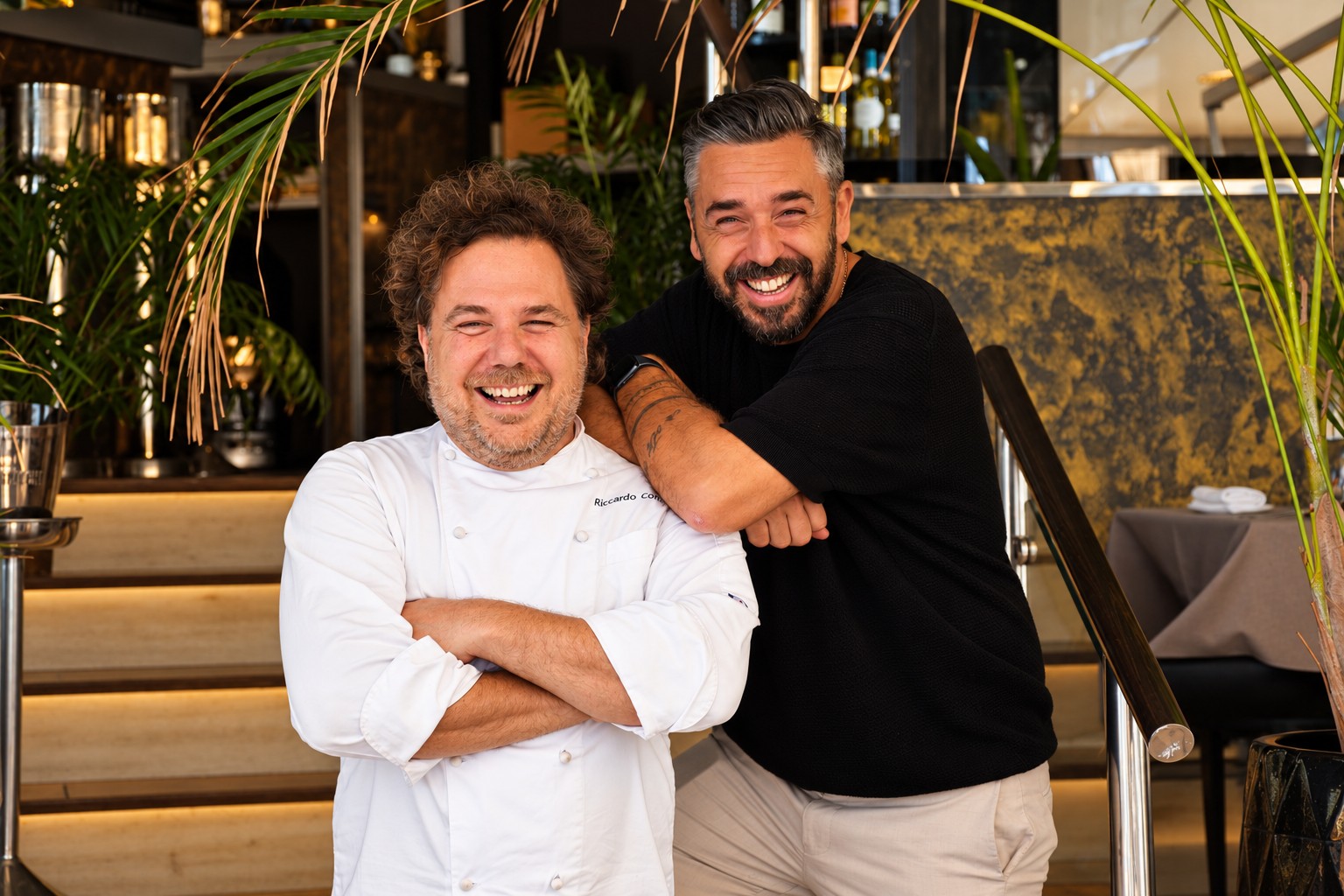 Lo chef Riccardo Cori con Luigi Longobardi al Chantico
